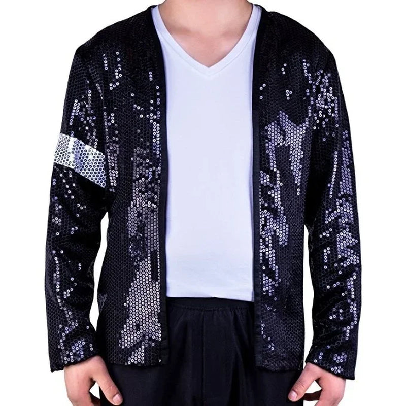 Role Play Michael Jackson Costumes Billie Jean Armband Sequin Jacket for Adults Halloween Party Dress Up