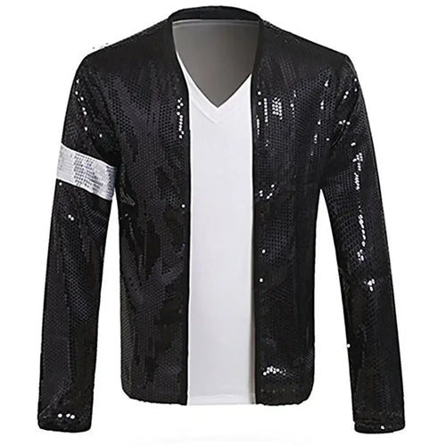 Role Play Michael Jackson Costumes Billie Jean Armband Sequin Jacket for Adults Halloween Party Dress Up